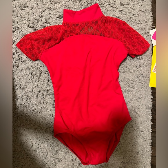 Red high neck leotard - Picture 2 of 4